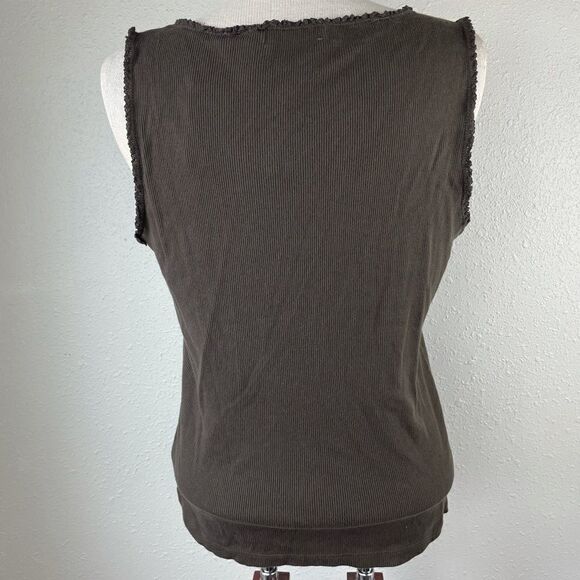 NWT Liz Claiborne Brown Tank Top Size Petite M - Picture 5 of 7